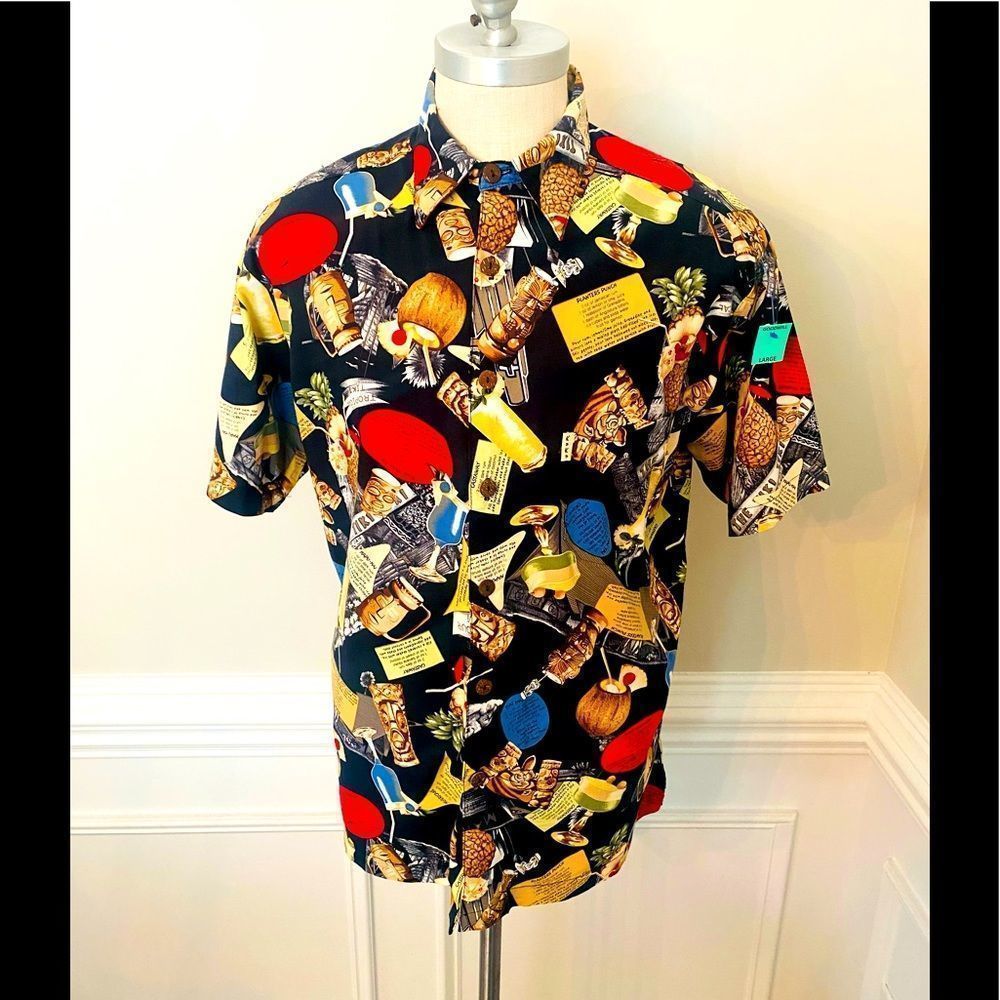 Koko Island VINTAGE Mens Hawaiian Shirt Parrot Margaritas